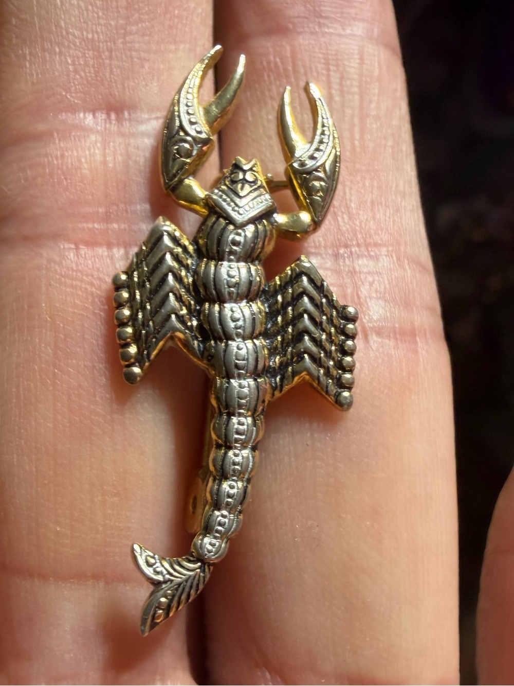 Vintage Spain Two-Tone Gold Silver Scorpion Brooch